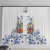 Rosh Hashanah Jewish New Year Window Curtain Watercolor Floral Apples Honey - Shofar Jewish Holiday
