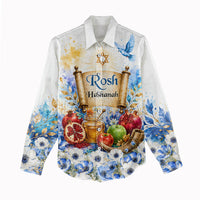 Rosh Hashanah Jewish New Year Women Casual Shirt Watercolor Floral Apples Honey - Shofar Jewish Holiday