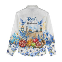 Rosh Hashanah Jewish New Year Women Casual Shirt Watercolor Floral Apples Honey - Shofar Jewish Holiday