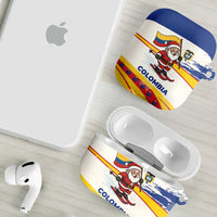 Colombia Christmas AirPods Case with Santa Skiing Colombian Flag and Holiday Ornament - Wonder Print Shop