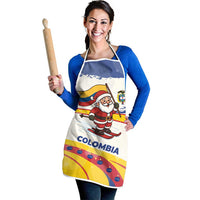 Colombia Christmas Apron with Santa Skiing Colombian Flag and Holiday Ornament - Wonder Print Shop