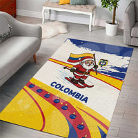Colombia Christmas Area Rug with Santa Skiing Colombian Flag and Holiday Ornament - Wonder Print Shop