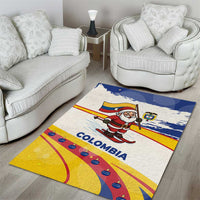 Colombia Christmas Area Rug with Santa Skiing Colombian Flag and Holiday Ornament - Wonder Print Shop