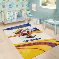 Colombia Christmas Area Rug with Santa Skiing Colombian Flag and Holiday Ornament - Wonder Print Shop