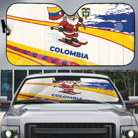 Colombia Christmas Auto Sun Shade with Santa Skiing Colombian Flag and Holiday Ornament - Wonder Print Shop