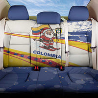 Colombia Christmas Back Car Seat Cover with Santa Skiing Colombian Flag and Holiday Ornament - Wonder Print Shop