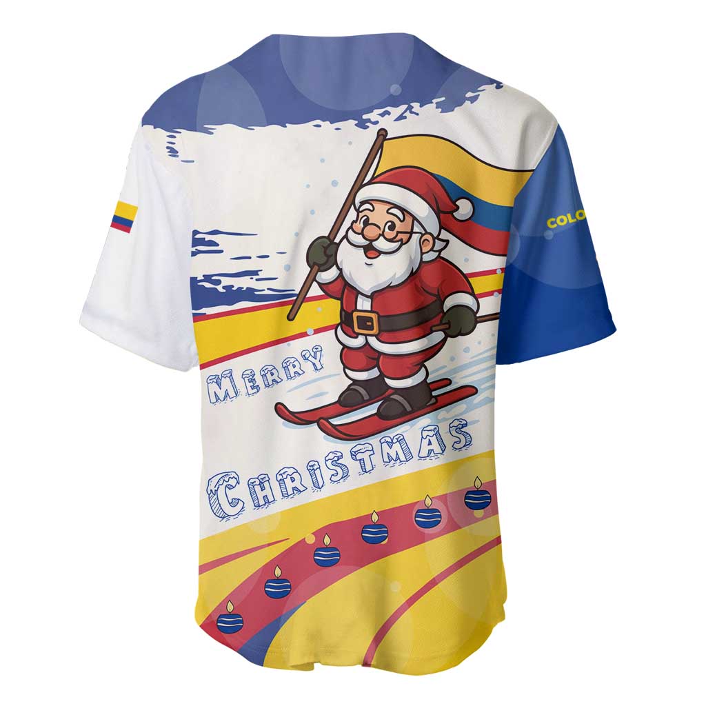 Colombia Christmas Baseball Jersey with Santa Skiing Colombian Flag and Holiday Ornament - Wonder Print Shop