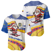 Colombia Christmas Baseball Jersey with Santa Skiing Colombian Flag and Holiday Ornament - Wonder Print Shop