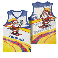 Colombia Christmas Basketball Jersey with Santa Skiing Colombian Flag and Holiday Ornament - Wonder Print Shop