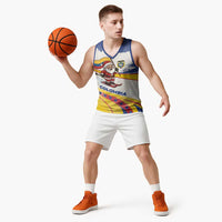 Colombia Christmas Basketball Jersey with Santa Skiing Colombian Flag and Holiday Ornament - Wonder Print Shop