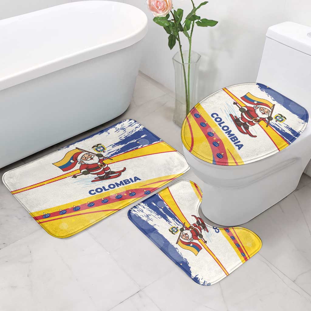 Colombia Christmas Bathroom Set with Santa Skiing Colombian Flag and Holiday Ornament - Wonder Print Shop