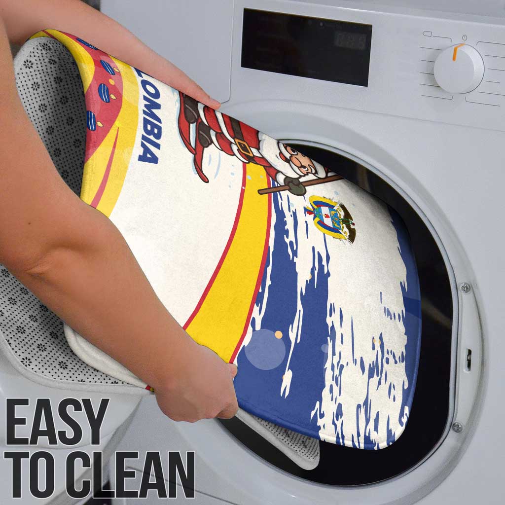 Colombia Christmas Bathroom Set with Santa Skiing Colombian Flag and Holiday Ornament - Wonder Print Shop