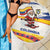 Colombia Christmas Beach Blanket with Santa Skiing Colombian Flag and Holiday Ornament - Wonder Print Shop