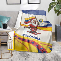 Colombia Christmas Blanket with Santa Skiing Colombian Flag and Holiday Ornament - Wonder Print Shop