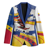 Colombia Christmas Blazer with Santa Skiing Colombian Flag and Holiday Ornament - Wonder Print Shop