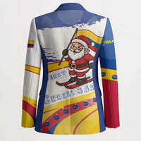 Colombia Christmas Blazer with Santa Skiing Colombian Flag and Holiday Ornament - Wonder Print Shop