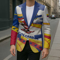 Colombia Christmas Blazer with Santa Skiing Colombian Flag and Holiday Ornament - Wonder Print Shop