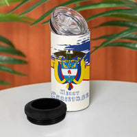 Colombia Christmas 4 in 1 Can Cooler Tumbler with Santa Skiing Colombian Flag and Holiday Ornament - Wonder Print Shop