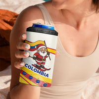 Colombia Christmas 4 in 1 Can Cooler Tumbler with Santa Skiing Colombian Flag and Holiday Ornament - Wonder Print Shop