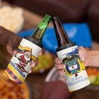 Colombia Christmas 4 in 1 Can Cooler Tumbler with Santa Skiing Colombian Flag and Holiday Ornament - Wonder Print Shop