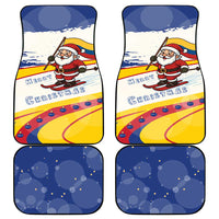 Colombia Christmas Car Mats with Santa Skiing Colombian Flag and Holiday Ornament - Wonder Print Shop