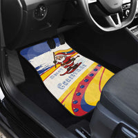 Colombia Christmas Car Mats with Santa Skiing Colombian Flag and Holiday Ornament - Wonder Print Shop
