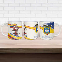 Colombia Christmas Ceramic Mug with Santa Skiing Colombian Flag and Holiday Ornament - Wonder Print Shop