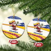 Colombia Christmas Ceramic Ornament with Santa Skiing Colombian Flag and Holiday Ornament - Wonder Print Shop