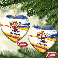Colombia Christmas Ceramic Ornament with Santa Skiing Colombian Flag and Holiday Ornament - Wonder Print Shop