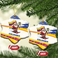 Colombia Christmas Ceramic Ornament with Santa Skiing Colombian Flag and Holiday Ornament - Wonder Print Shop