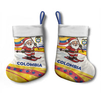 Colombia Christmas Stocking with Santa Skiing Colombian Flag and Holiday Ornament - Wonder Print Shop