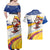 Colombia Christmas Couples Matching Off Shoulder Maxi Dress and Hawaiian Shirt with Santa Skiing Colombian Flag and Holiday Ornament - Wonder Print Shop