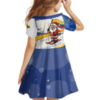 Colombia Christmas Family Matching Mermaid Dress and Hawaiian Shirt with Santa Skiing Colombian Flag and Holiday Ornament - Wonder Print Shop