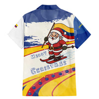 Colombia Christmas Family Matching Mermaid Dress and Hawaiian Shirt with Santa Skiing Colombian Flag and Holiday Ornament - Wonder Print Shop