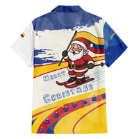 Colombia Christmas Family Matching Short Sleeve Bodycon Dress and Hawaiian Shirt with Santa Skiing Colombian Flag and Holiday Ornament - Wonder Print Shop