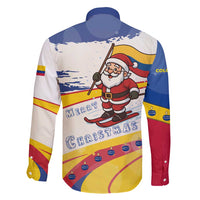 Colombia Christmas Family Matching Summer Maxi Dress and Hawaiian Shirt with Santa Skiing Colombian Flag and Holiday Ornament - Wonder Print Shop