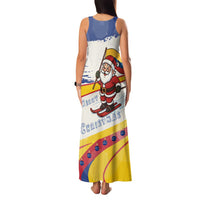 Colombia Christmas Family Matching Tank Maxi Dress and Hawaiian Shirt with Santa Skiing Colombian Flag and Holiday Ornament - Wonder Print Shop