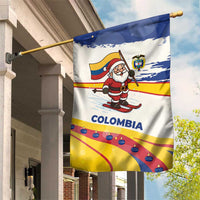Colombia Christmas Garden Flag with Santa Skiing Colombian Flag and Holiday Ornament - Wonder Print Shop