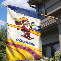 Colombia Christmas Garden Flag with Santa Skiing Colombian Flag and Holiday Ornament - Wonder Print Shop