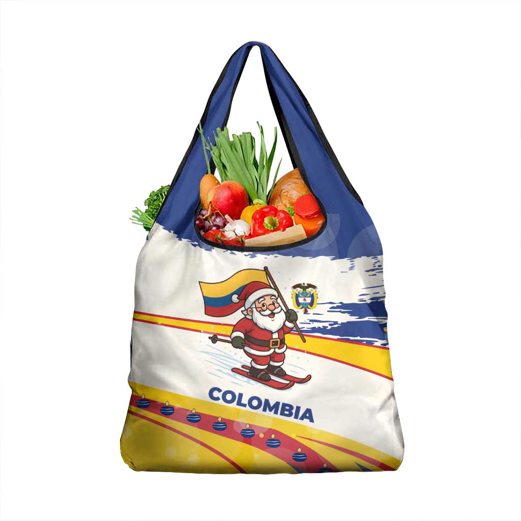 Colombia Christmas Grocery Bag with Santa Skiing Colombian Flag and Holiday Ornament - Wonder Print Shop