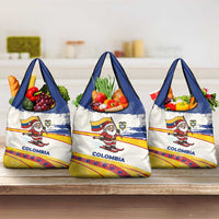 Colombia Christmas Grocery Bag with Santa Skiing Colombian Flag and Holiday Ornament - Wonder Print Shop