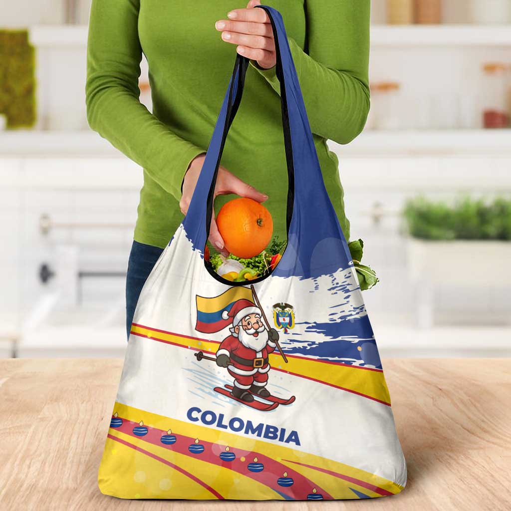 Colombia Christmas Grocery Bag with Santa Skiing Colombian Flag and Holiday Ornament - Wonder Print Shop
