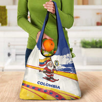 Colombia Christmas Grocery Bag with Santa Skiing Colombian Flag and Holiday Ornament - Wonder Print Shop