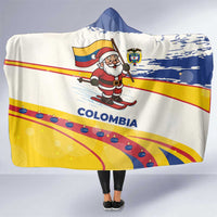 Colombia Christmas Hooded Blanket with Santa Skiing Colombian Flag and Holiday Ornament - Wonder Print Shop