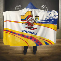 Colombia Christmas Hooded Blanket with Santa Skiing Colombian Flag and Holiday Ornament - Wonder Print Shop