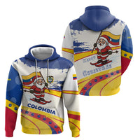 Colombia Christmas Hoodie with Santa Skiing Colombian Flag and Holiday Ornament - Wonder Print Shop