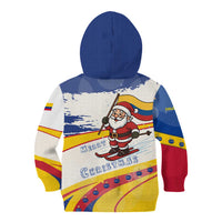 Colombia Christmas Kid Hoodie with Santa Skiing Colombian Flag and Holiday Ornament - Wonder Print Shop