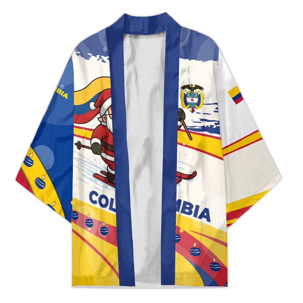 Colombia Christmas Kimono with Santa Skiing Colombian Flag and Holiday Ornament - Wonder Print Shop