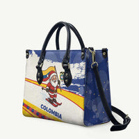 Colombia Christmas Leather Bag with Santa Skiing Colombian Flag and Holiday Ornament - Wonder Print Shop