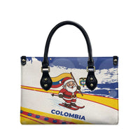 Colombia Christmas Leather Bag with Santa Skiing Colombian Flag and Holiday Ornament - Wonder Print Shop